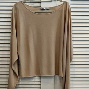 Zara cream scoop neck blouse
